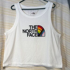 The North Face Women's White Tank XXL with Colorful Rainbow Pride Logo